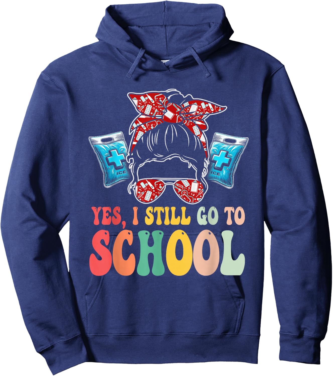 Funny School Nurse School Health Aide Hoodie - Hoodie | Navy