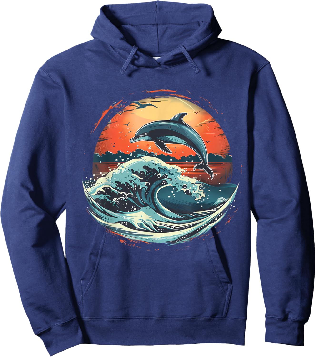 Dolphin Sunset Ocean Sea Dolphin Sea Ocean Animal Lover Hoodie - Hoodie | Navy