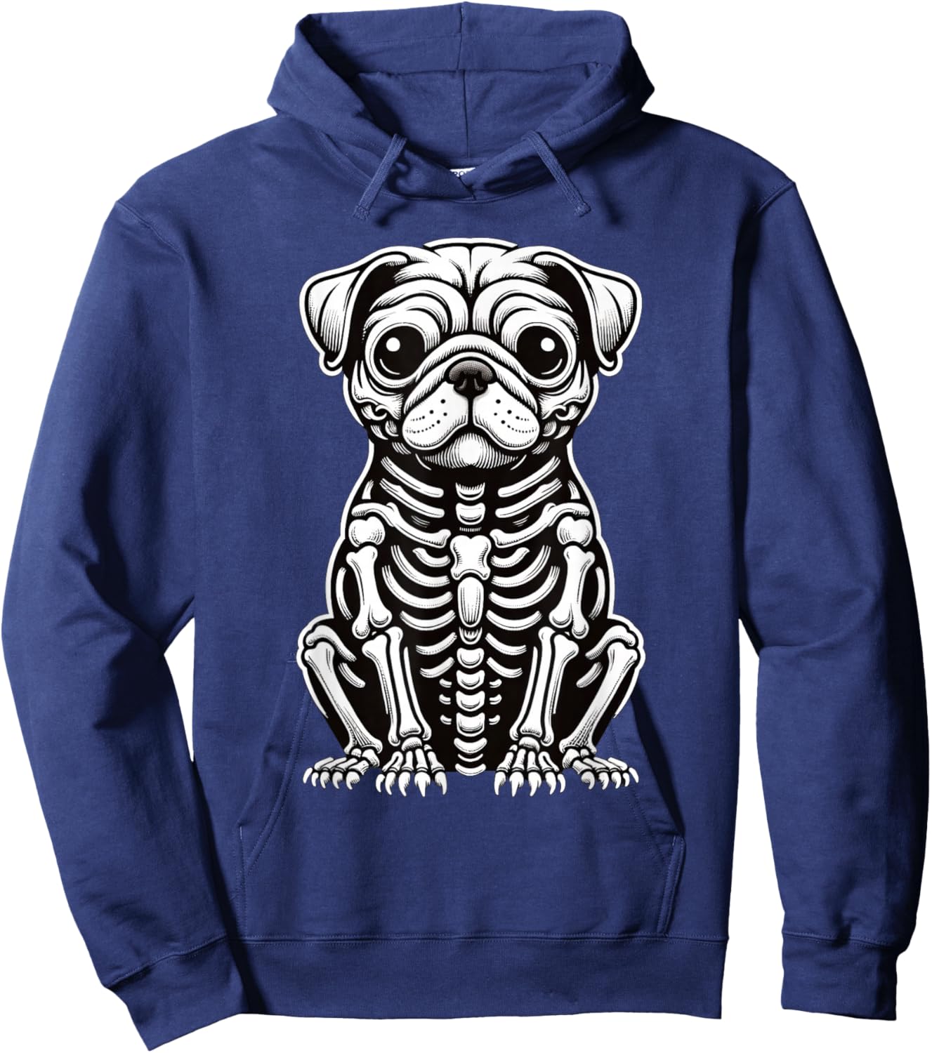 Dog Pug Skeleton Halloween Hoodie - Hoodie | Navy