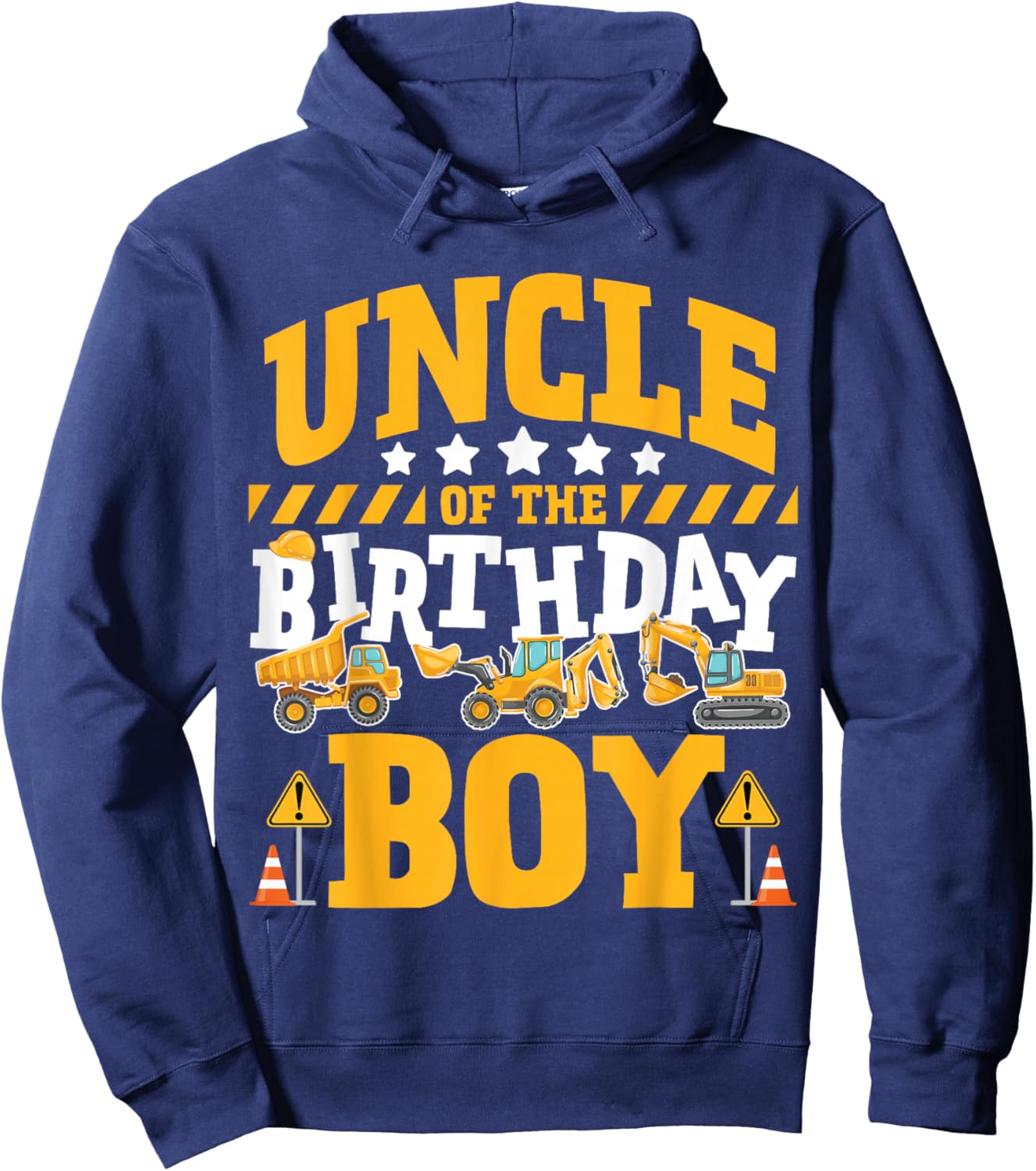 Uncle of the Birthday Boy Excavator Construction Truck Hoodie - Hoodie | Navy