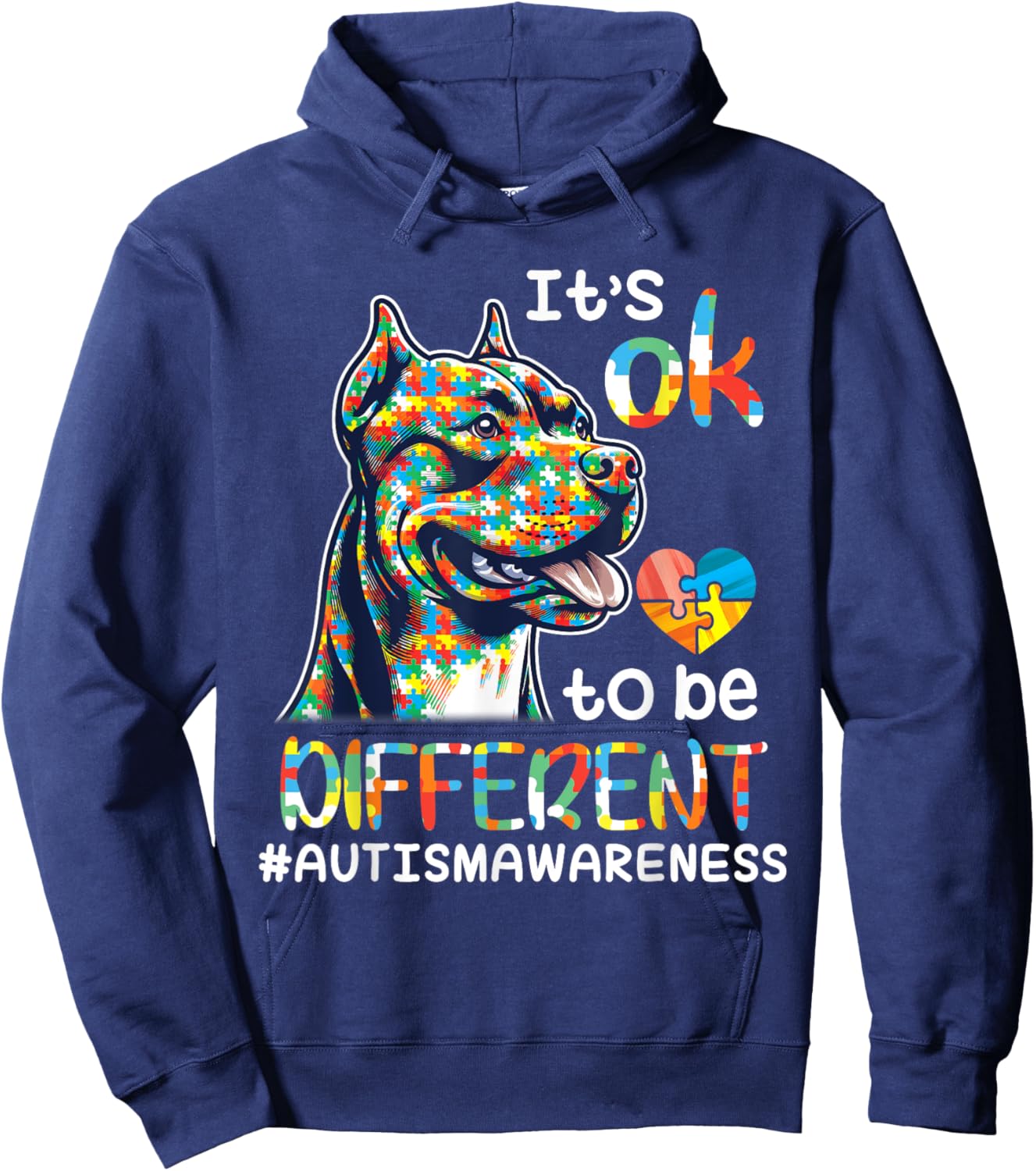 Pitbull Autistic It's OK To Be Different Autism Support Hope Hoodie - Hoodie | Navy