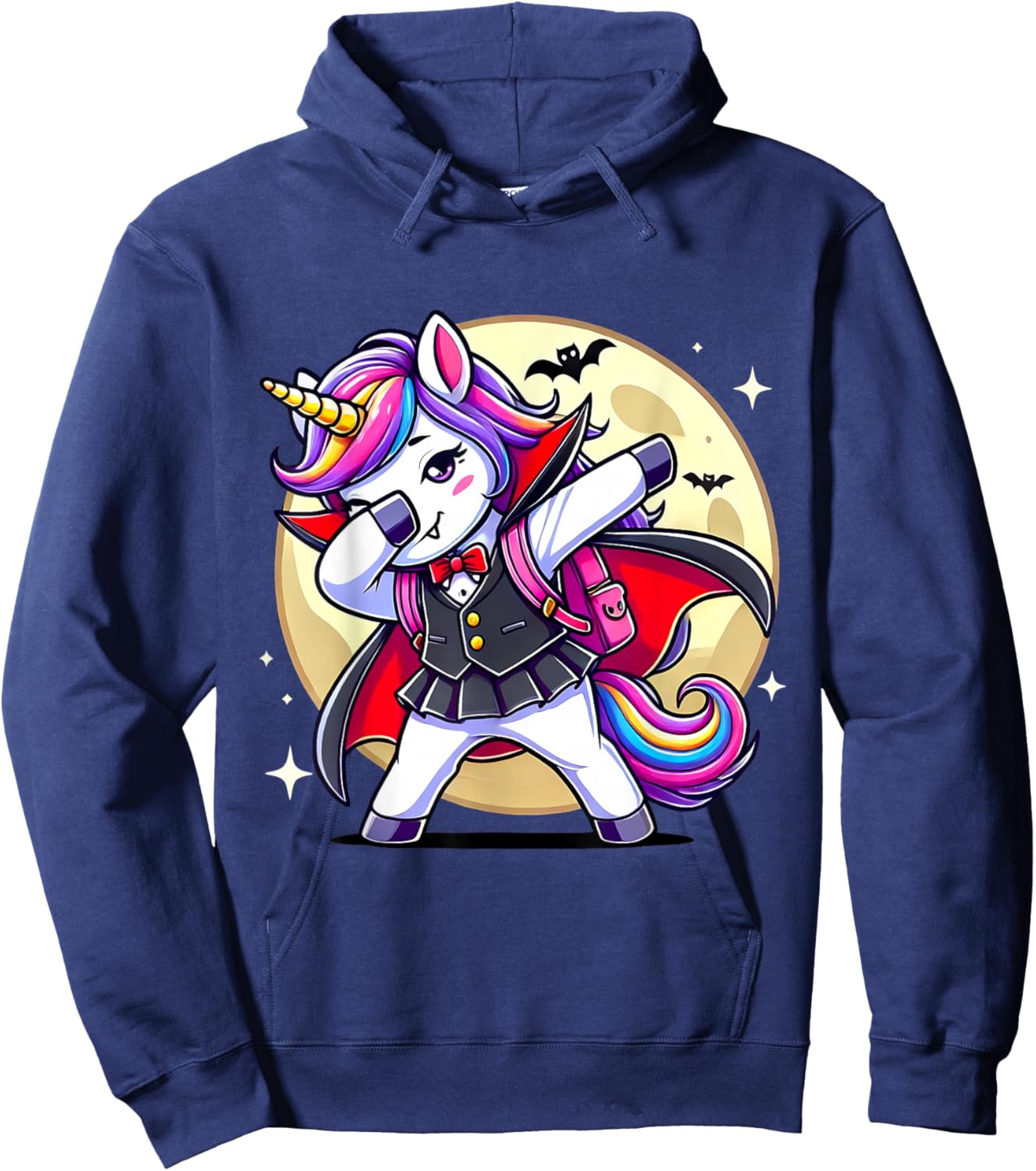 Funny Unicorn Dabbing Costumes Dab Spooky Halloween Vampire Hoodie - Hoodie | Navy