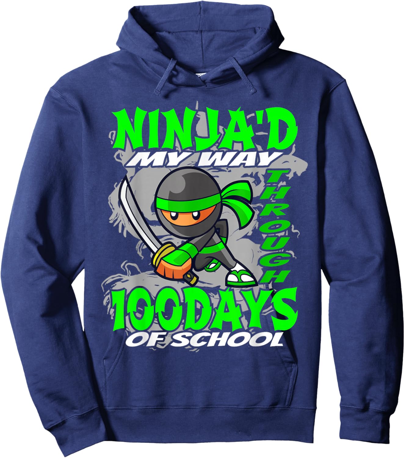 Ninja'd My Way Through 100 Days Of School - Ninja Hoodie - Hoodie | Navy