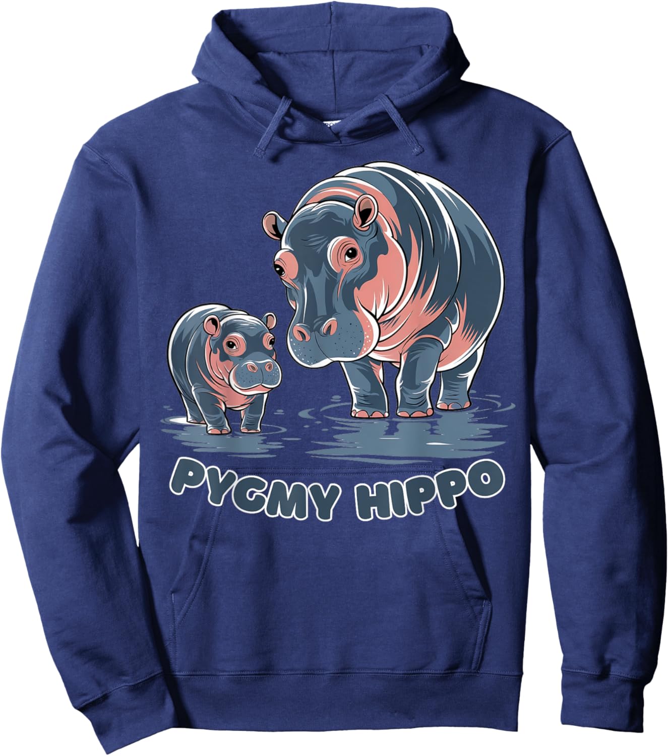 Cute Baby Pygmy Hippo Moo Deng Funny Zoo For Family Kids Hoodie - Hoodie | Navy