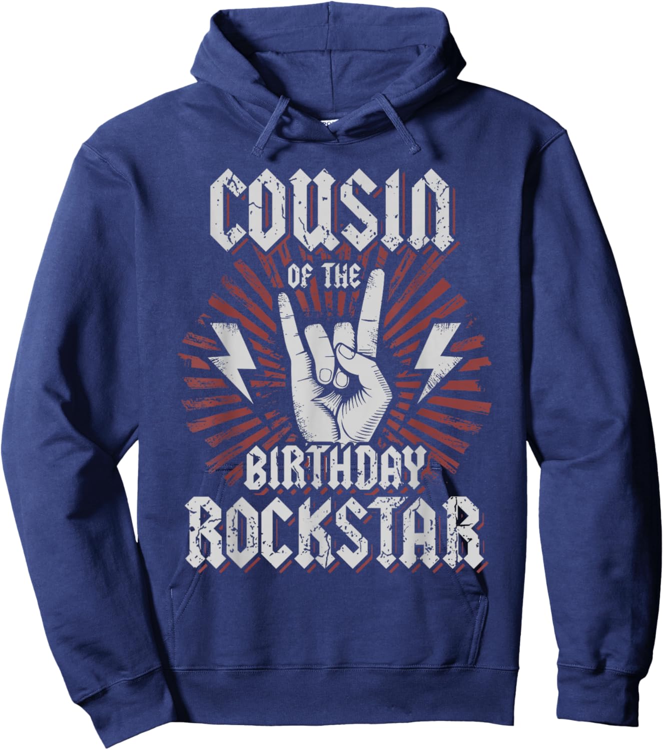 Cousin of the Birthday Rockstar Matching Rocker Rock Star Hoodie - Hoodie | Navy