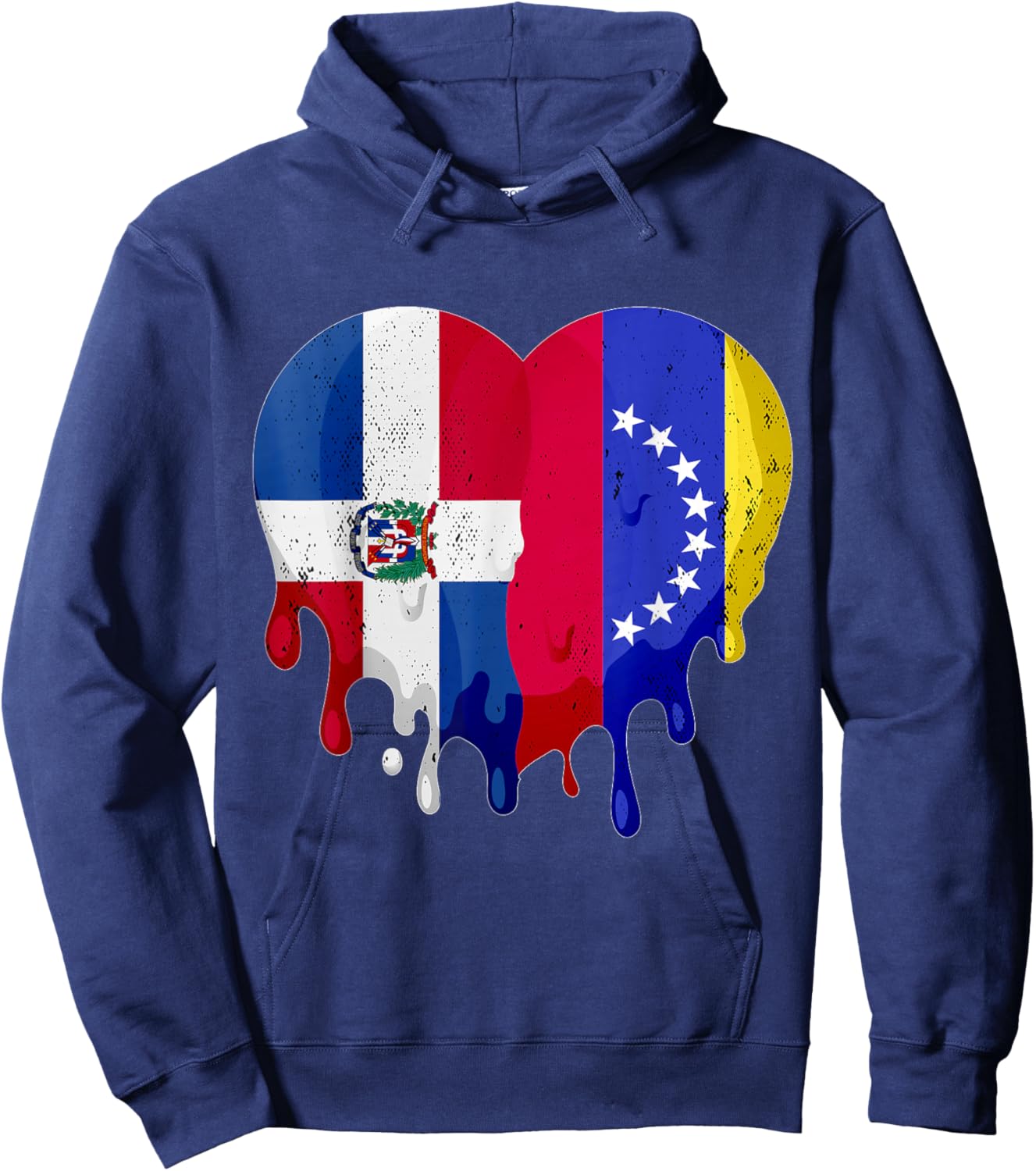 Dominican Republic Venezuela Flag Heart Citizen Patriot Hoodie - Hoodie | Navy