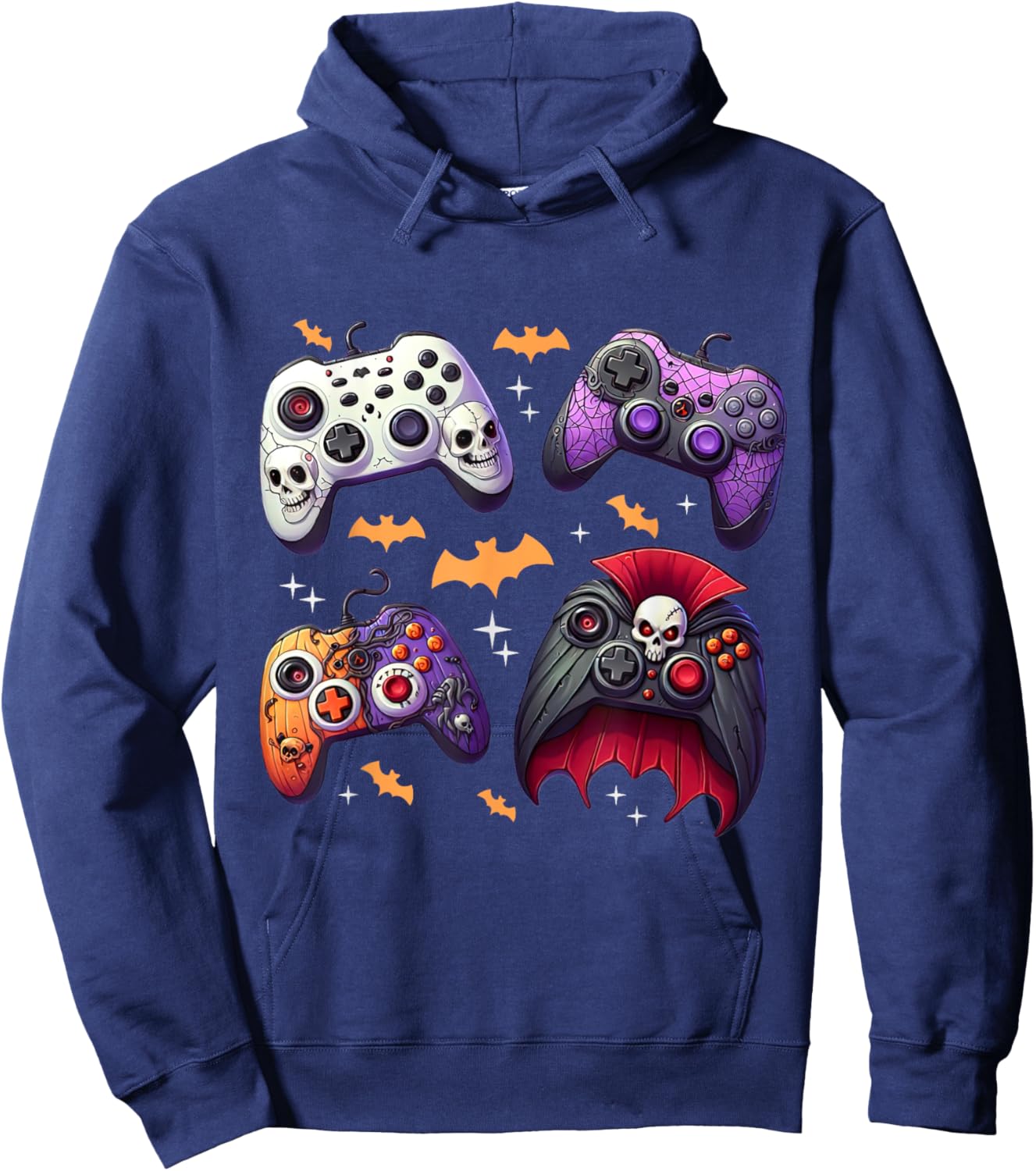 Skeleton Zombie Video Game Controller Boys Halloween Costume Hoodie - Hoodie | Navy