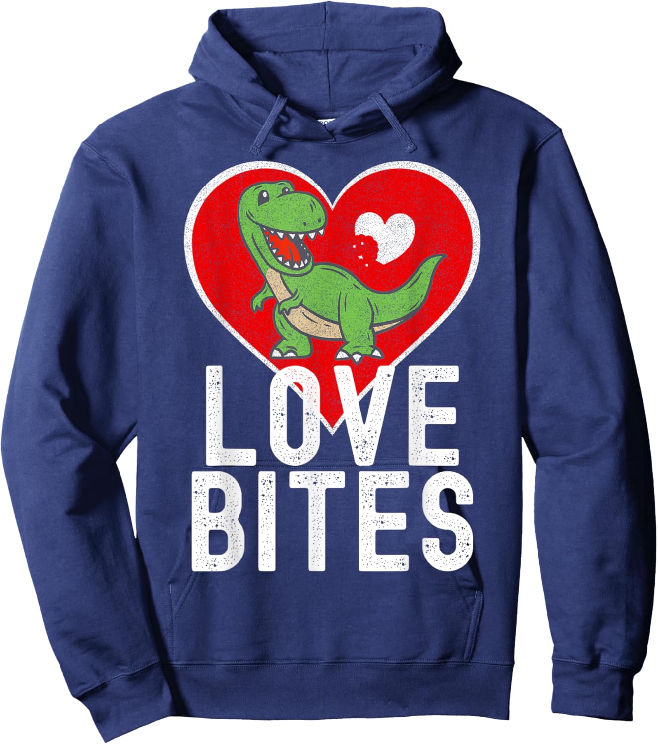 Valentine's T-Rex Love Bites Graphic for Dinosaur Lovers Hoodie - Hoodie | Navy