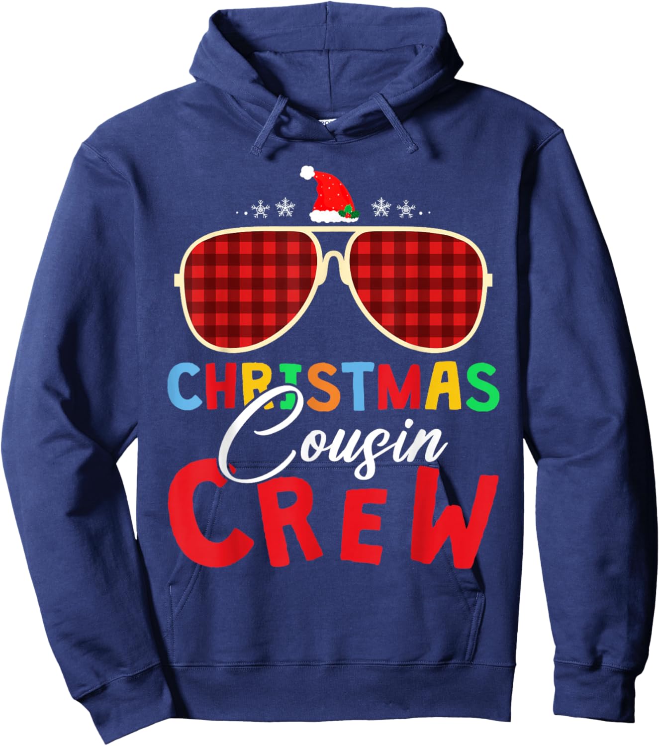 Christmas 2025 Cousin Crew Xmas Lights Funny Matching Pajama Hoodie - Hoodie | Navy