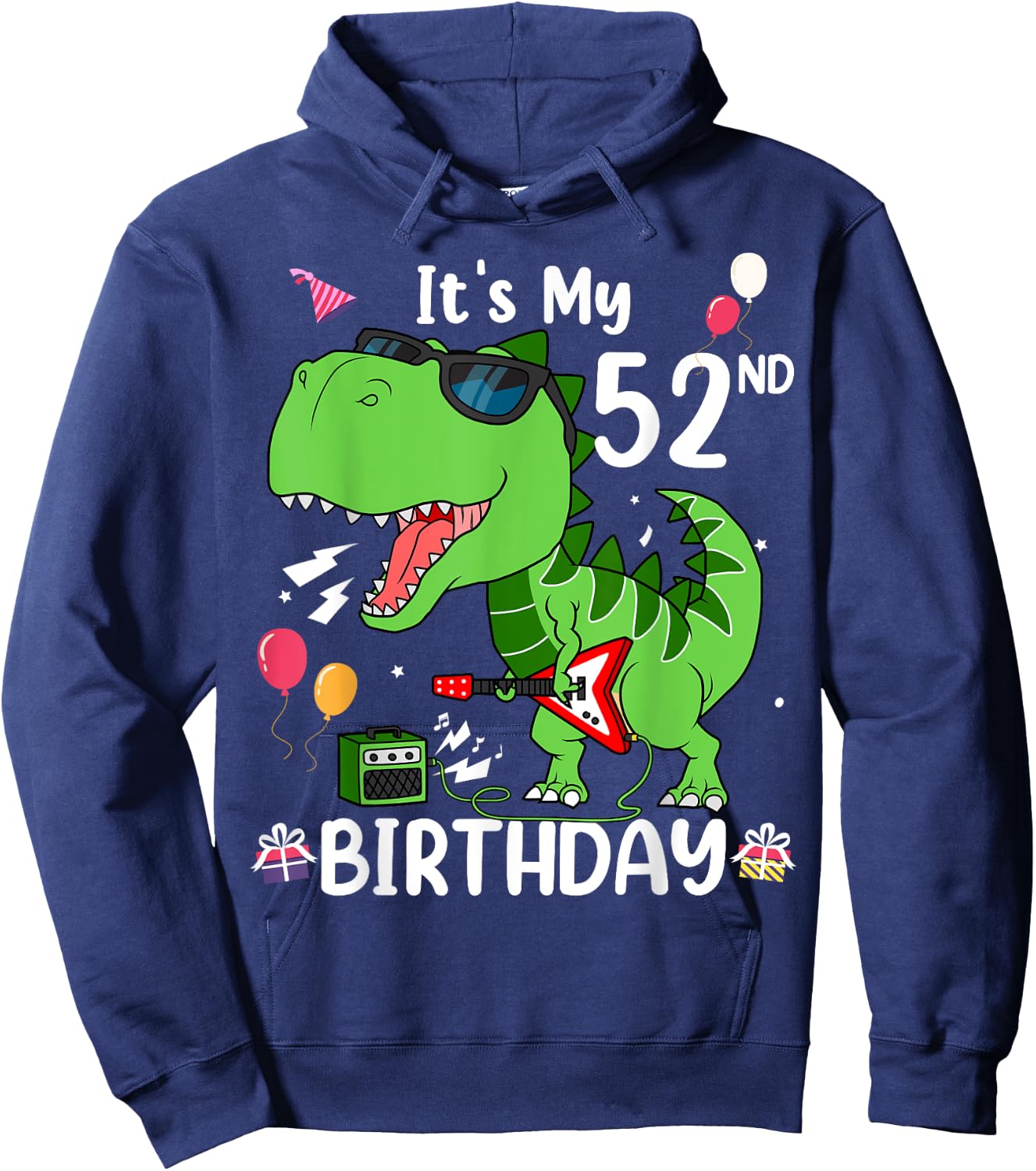 Kids It's My 52nd Birthday T-Rex 52 Year old Birthday Shirts Hoodie - Hoodie | Navy