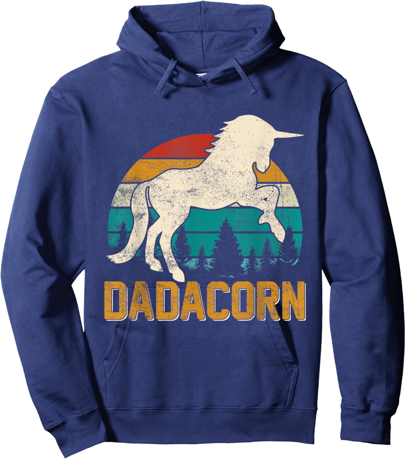 Dadacorn Funny Dad Unicorn Daddy Papa Grandpa Daughters Hoodie - Hoodie | Navy