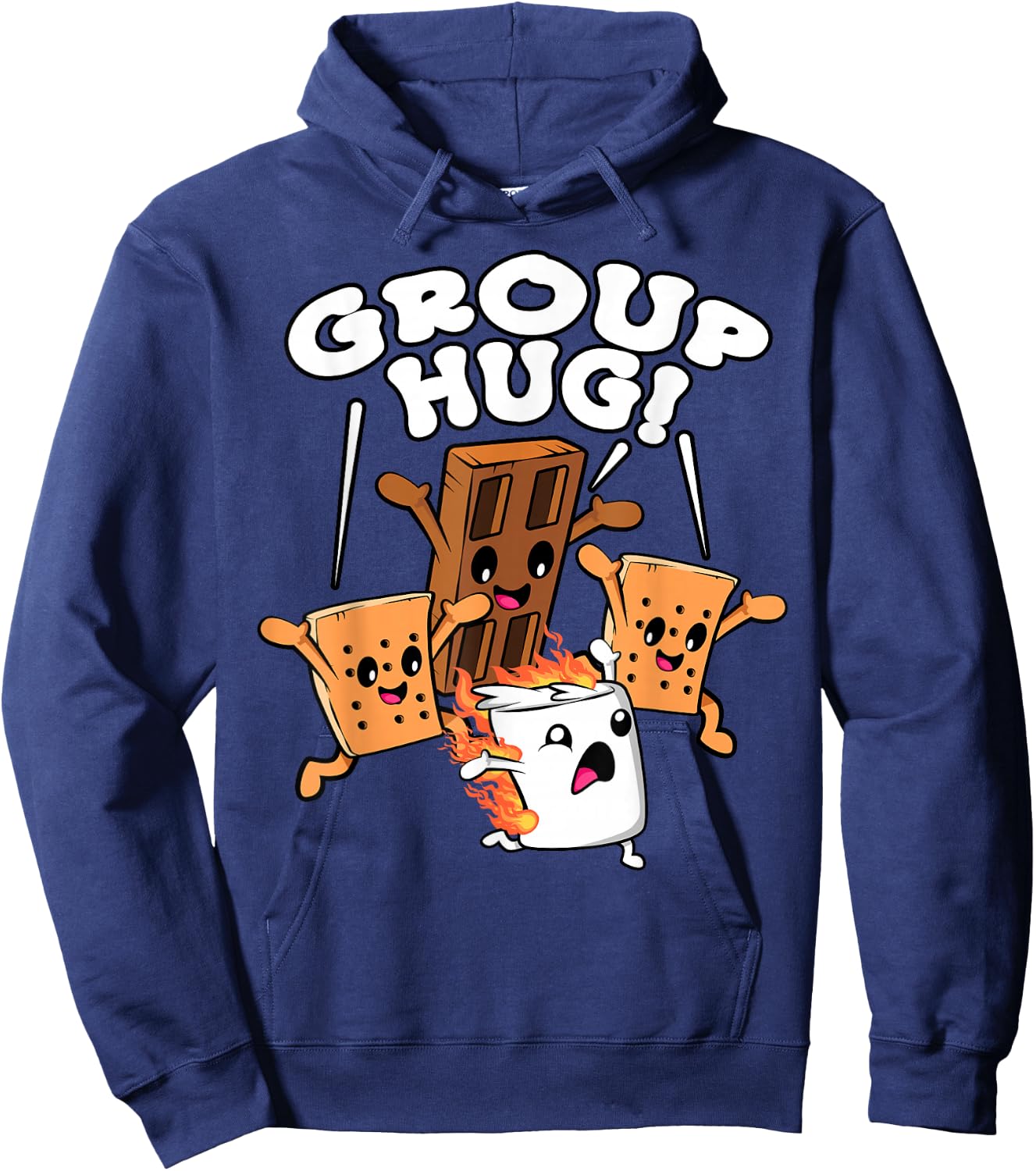 Funny Camping Smores Group Hug Marshmallow Chocolate Camper Hoodie - Hoodie | Navy