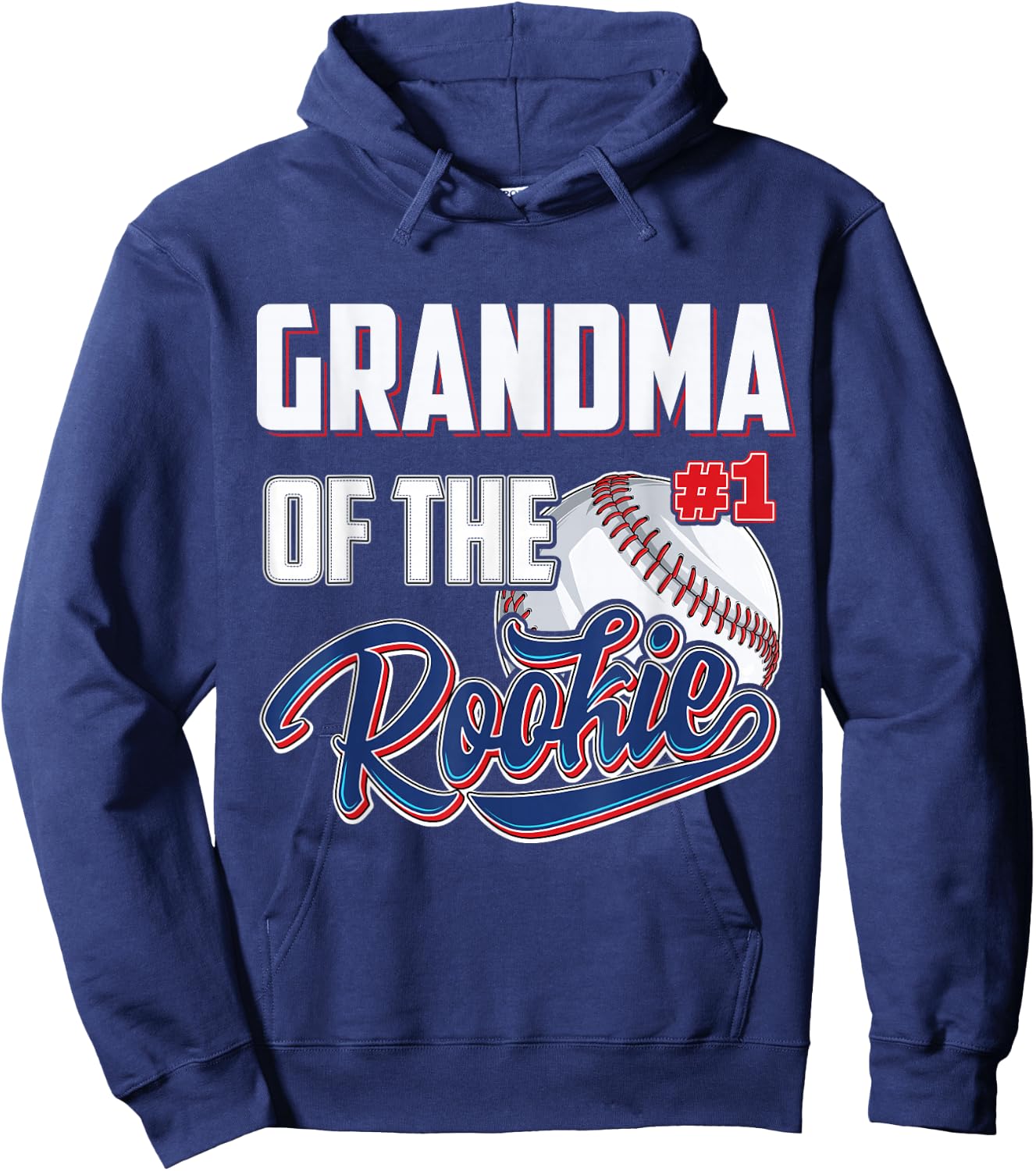 Grandma of Rookie 1 Years old Team 1st Birthday Baseball Hoodie - Hoodie | Navy