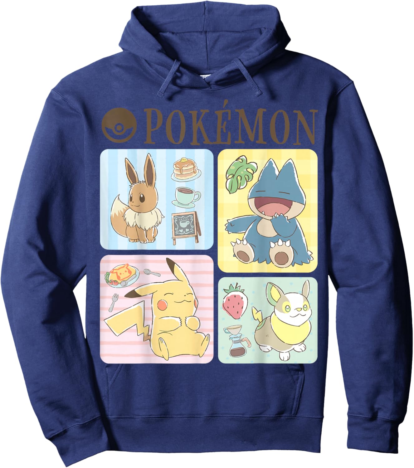 Pokémon - Pikachu Eevee Munchlax Yamper Cafe Group Hoodie - Hoodie | Navy