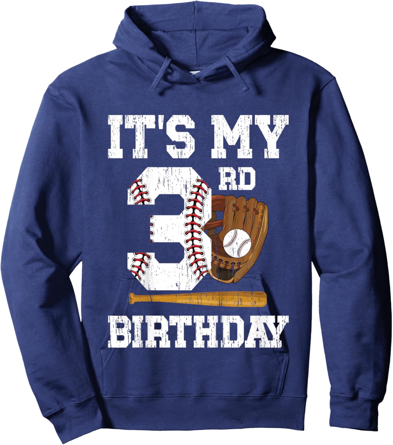 Kids My 3rd Birthday Baseball Boy Three Year Old Baseball Player Hoodie - Hoodie | Navy