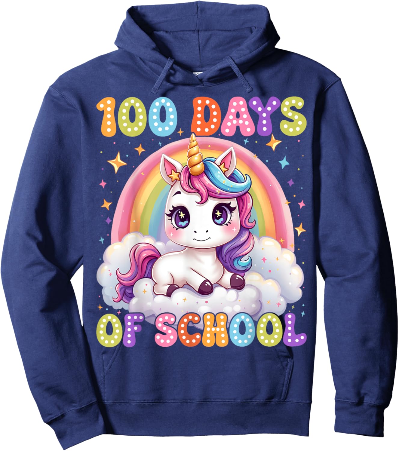 100 Days Of School Unicorn 100th Day Of School Teacher Kids Hoodie - Hoodie | Navy