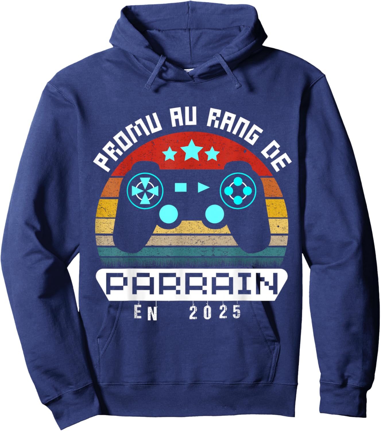 Future Godfather 2025 Gamer Gift Announcement Pregnancy Retro , Black, S Hoodie - Hoodie | Navy