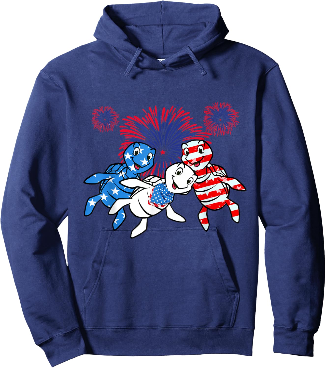 Sea Turtles 4th of July American USA Flag Patriotic Hoodie - Hoodie | Navy