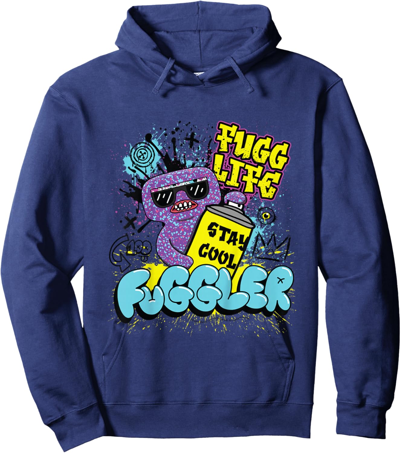 Fuggler Squidge Fugg Life Graffiti Spray Can Kids Hoodie - Hoodie | Navy