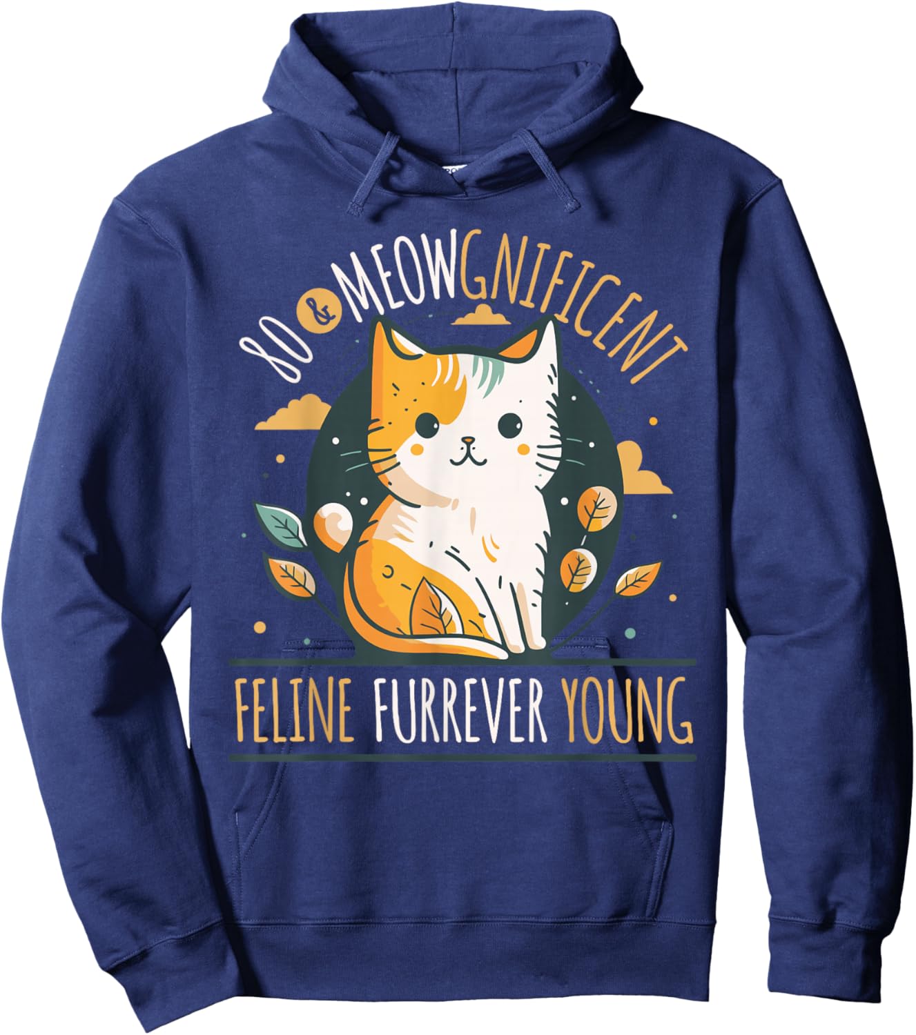 Cat Lover 80th Birthday Cat Owner Birthday Age 80 Hoodie - Hoodie | Navy