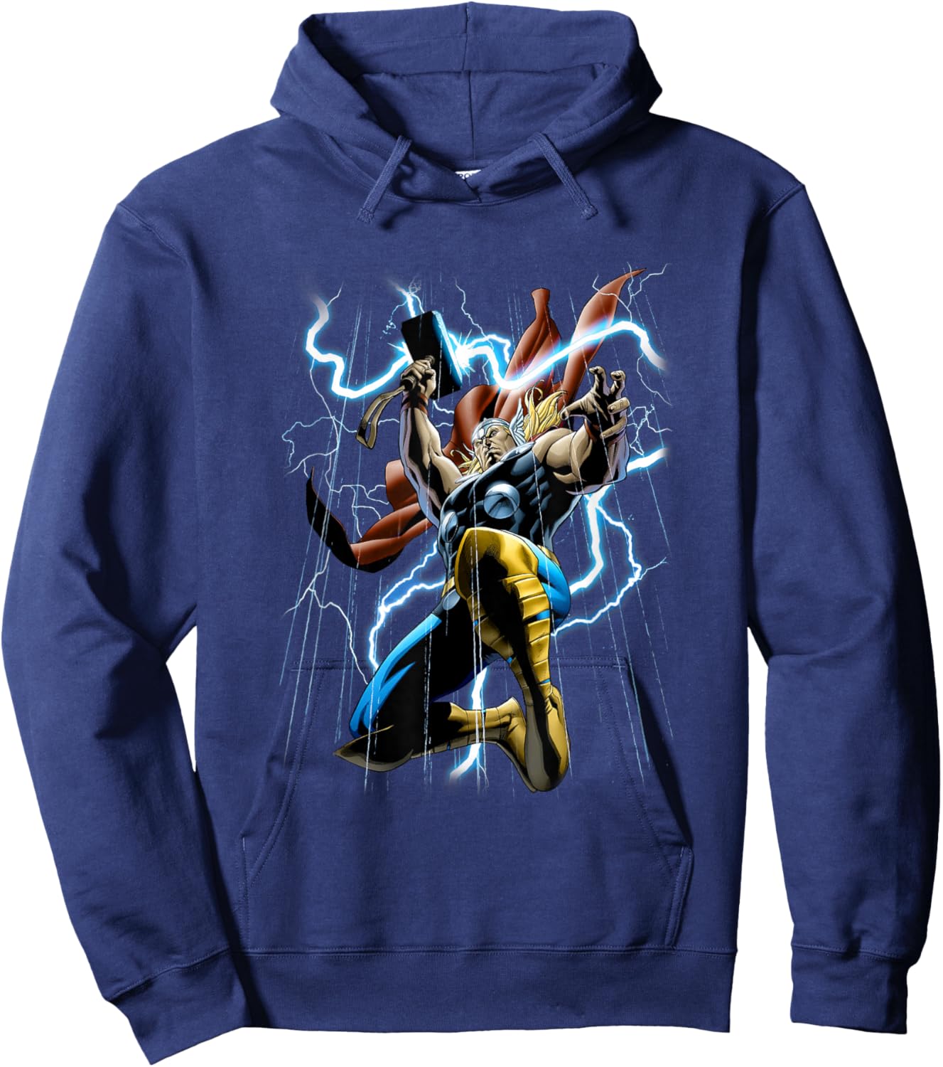 Marvel Comics Retro Classic Thunder & Lightning Mighty Thor Hoodie - Hoodie | Navy