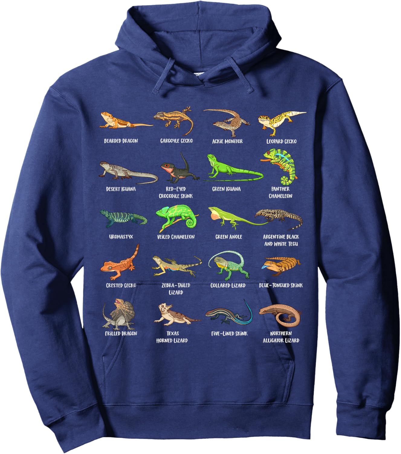 Exotische Echsen und Reptilien - viele Echsen Hoodie - Hoodie | Navy
