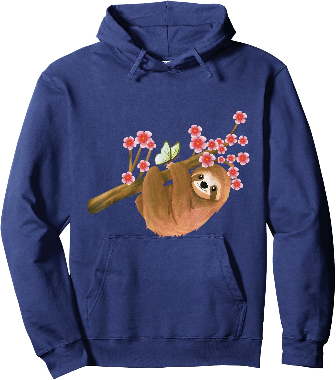 Vintage Sloth Shirt Japanese Cherry Blossom Flower Sakura Hoodie - Hoodie | Navy