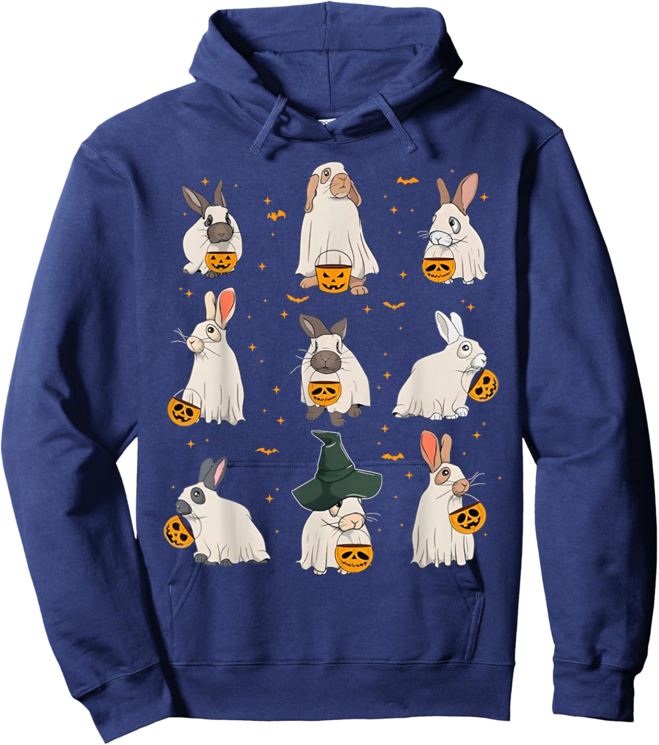 Cute Fall Bunny Ghost Costume Rabbit Lover Spooky Season Hoodie - Hoodie | Navy