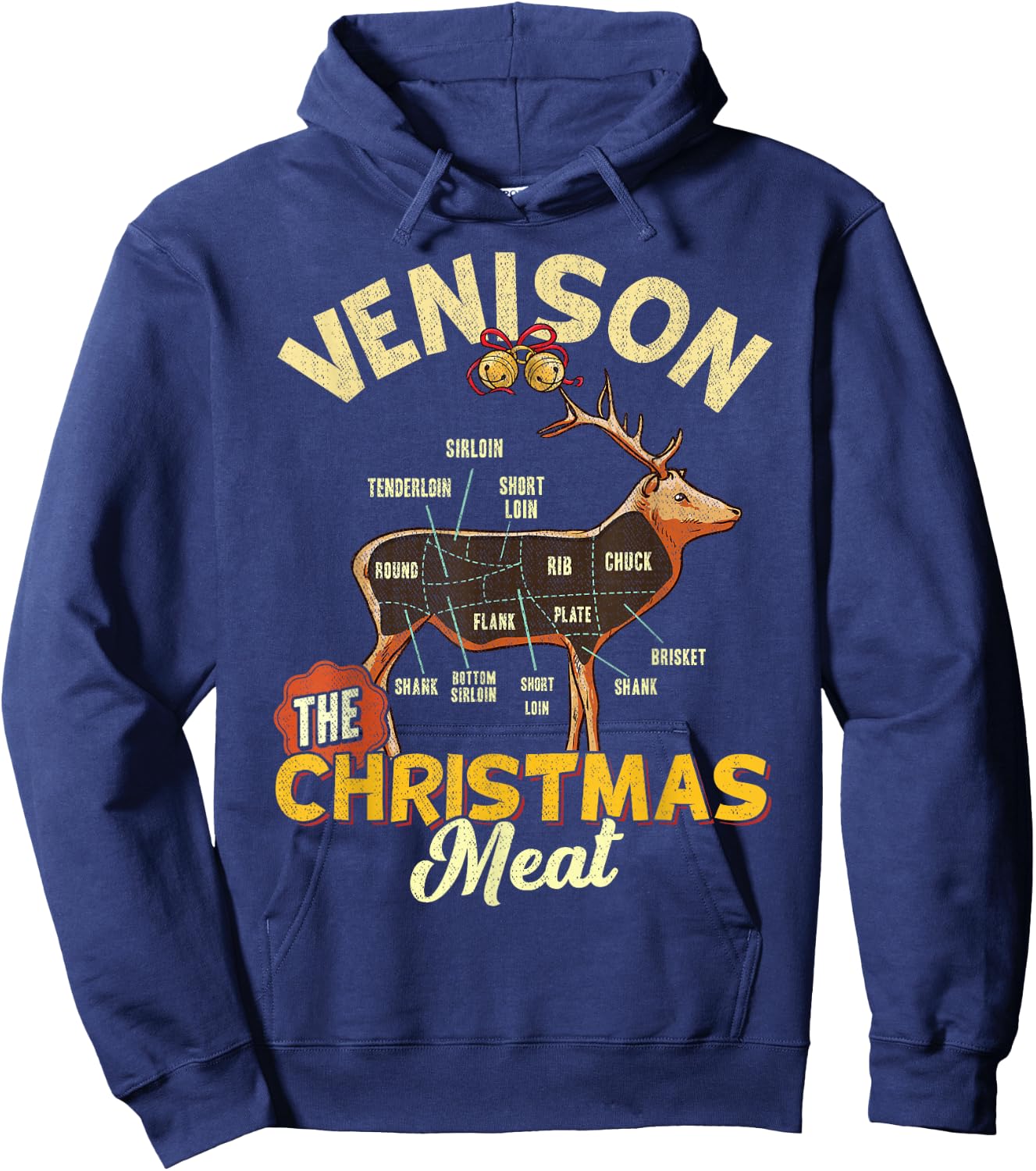 Venison Meat Chart The Christmas Meat Funny Deer Hunter Hoodie - Hoodie | Navy