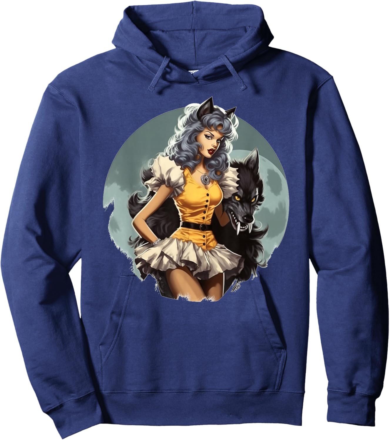 Werewolf PinUp Girl Wolf Halloween Hoodie - Hoodie | Navy