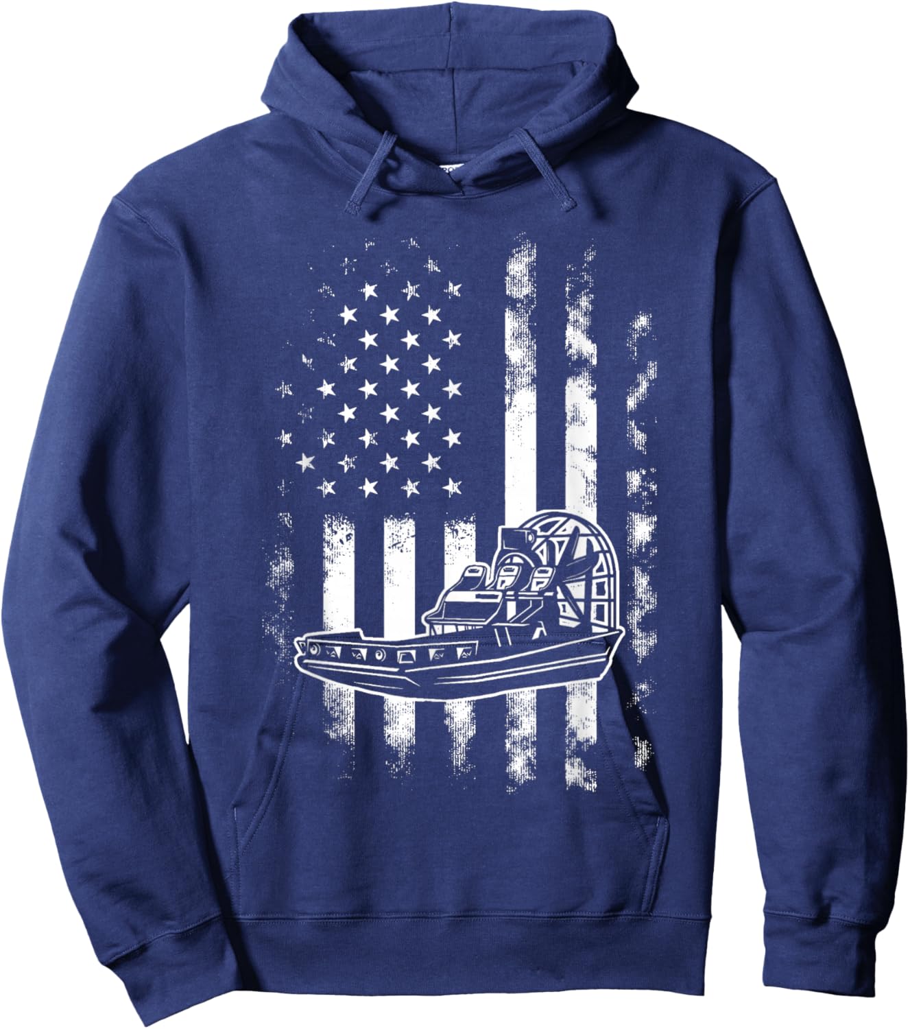 American US Flag Airboat Hoodie - Hoodie | Navy