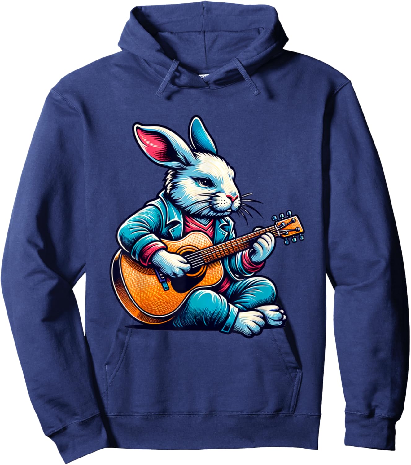 Cool Rabbit Plays Guitar Easter Musician Guitarist Hoodie - Hoodie | Navy