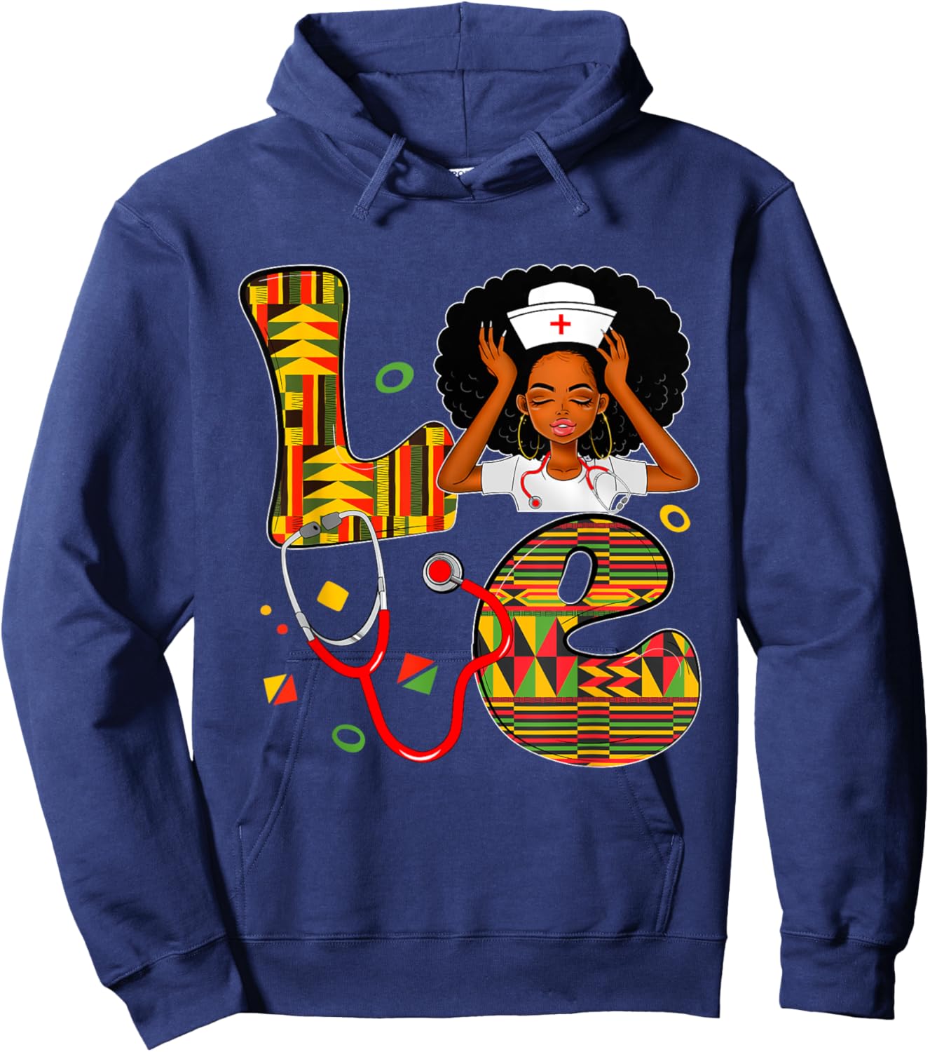LOVE Nurse Nursing Black Girl Magic Juneteenth Black History Hoodie - Hoodie | Navy