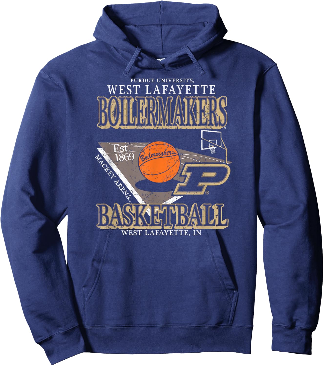 Purdue Boilermakers Basketball Vintage Mackey Arena Black Hoodie - Hoodie | Navy