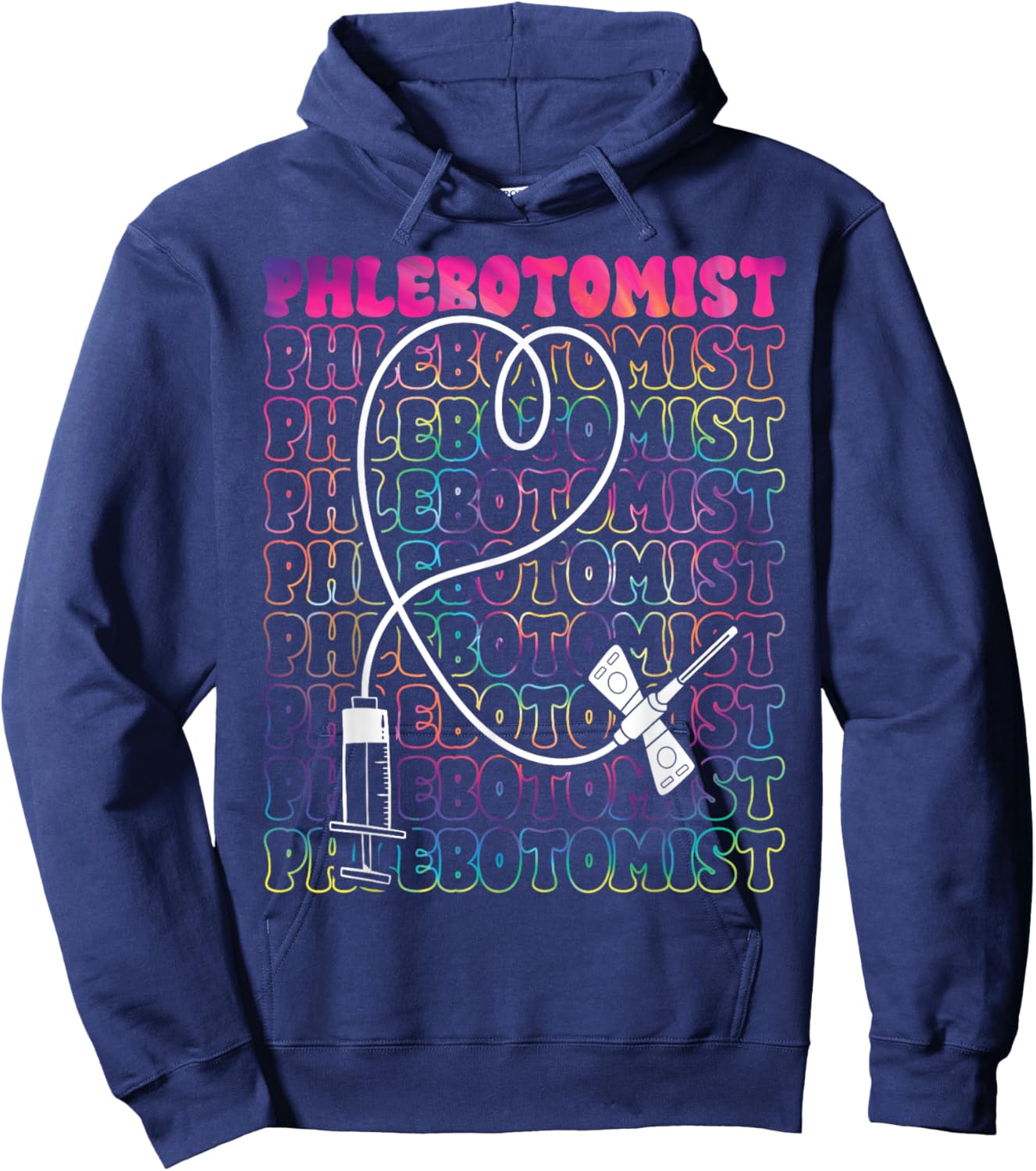 Phlebotomist Heart Tie Dye Phlebotomy Technician Tech Nurse Hoodie - Hoodie | Navy