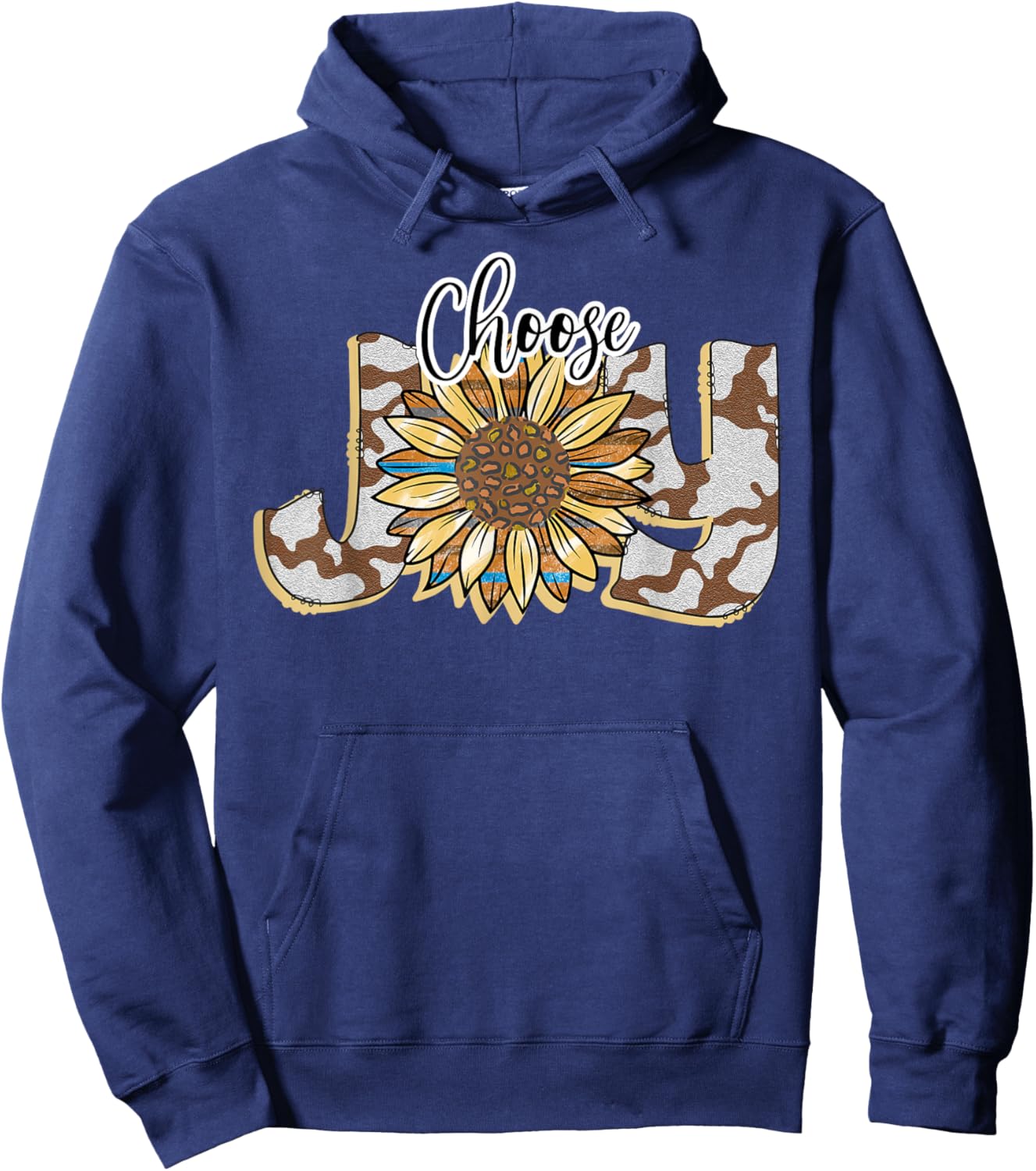 Choose Joy Inspirational Sunflower And Camo Western Hoodie - Hoodie | Navy