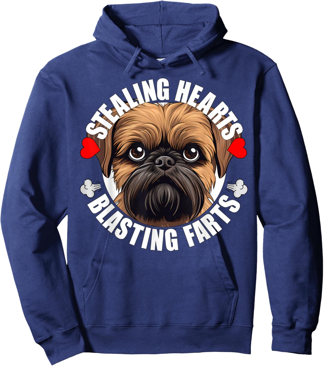 Funny Brussels Griffon Stealing Hearts Blasting Farts Dog Hoodie - Hoodie | Navy