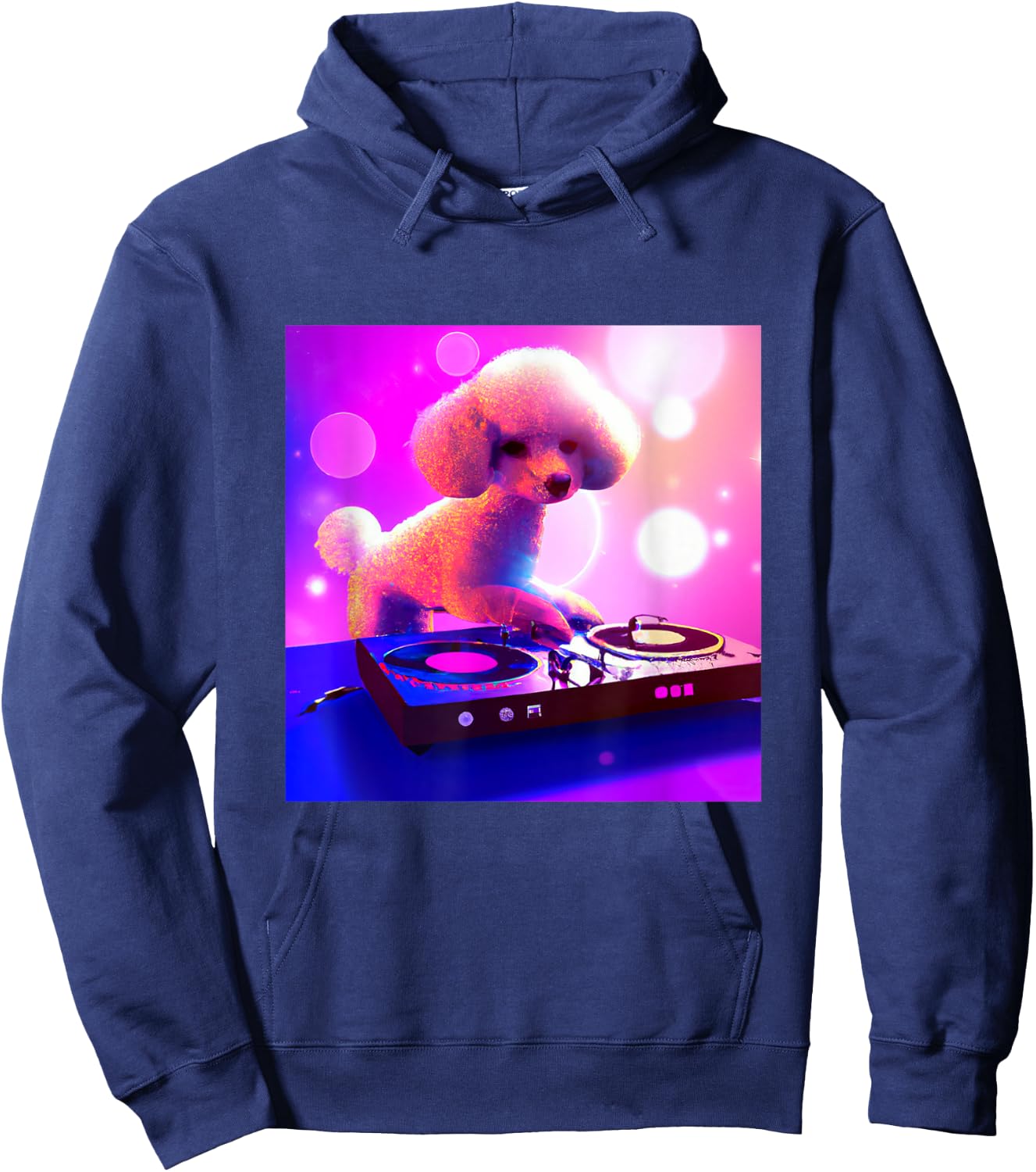 Toy Poodle DJ Vaporwave Dog Shirt Aesthetic Boys Girls Men Hoodie - Hoodie | Navy