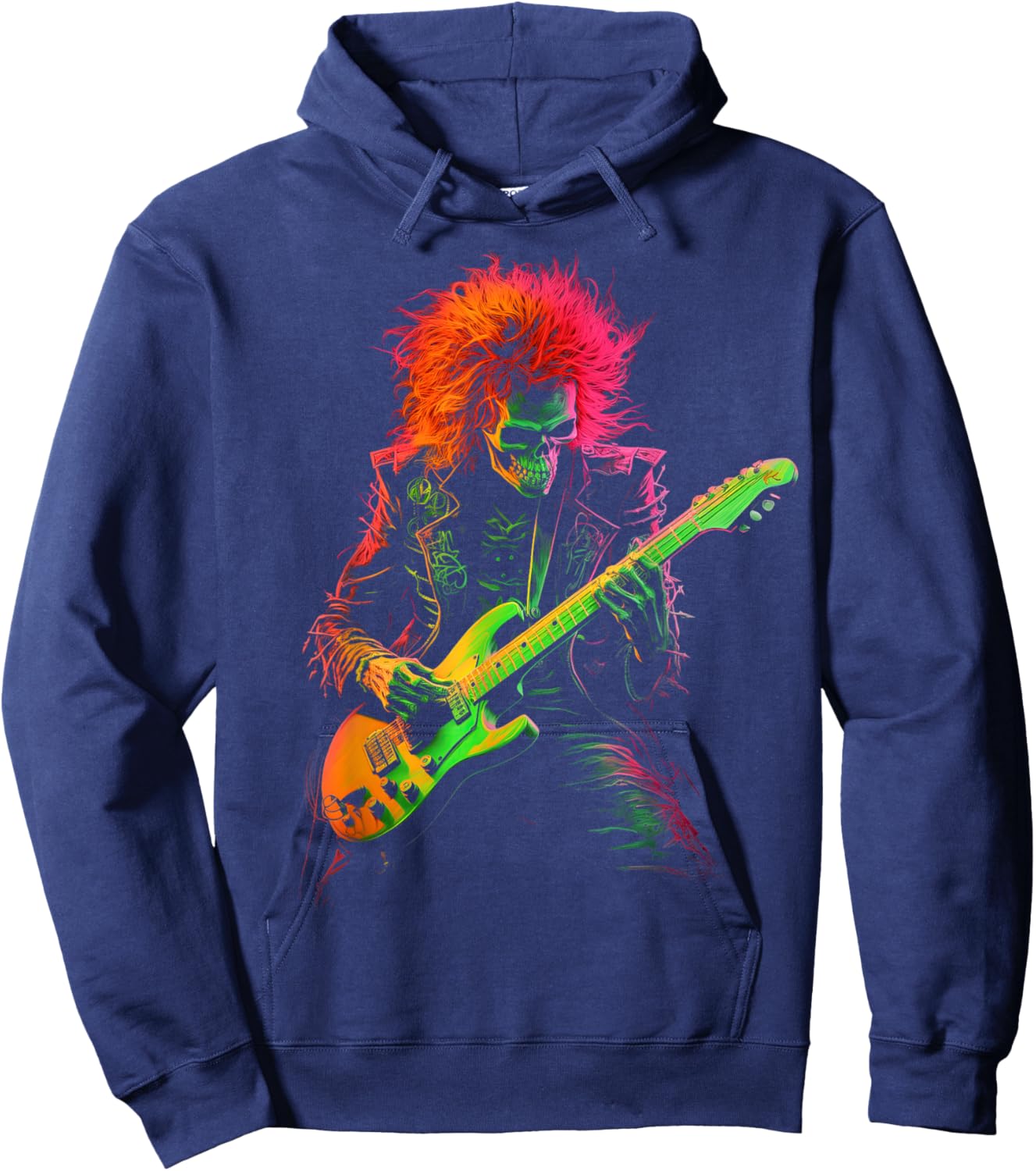 Skeleton Playing Guitar Rock Band Halloween Hoodie - Hoodie | Navy