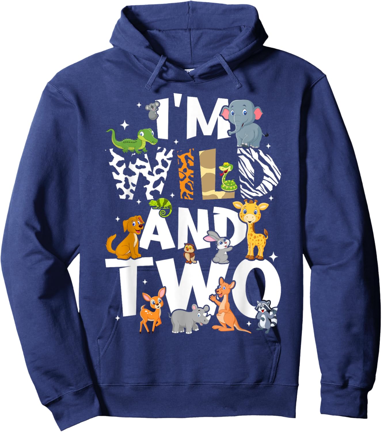 I'm Wild and Two Zoo Theme Birthday Safari Jungle Animals Hoodie - Hoodie | Navy