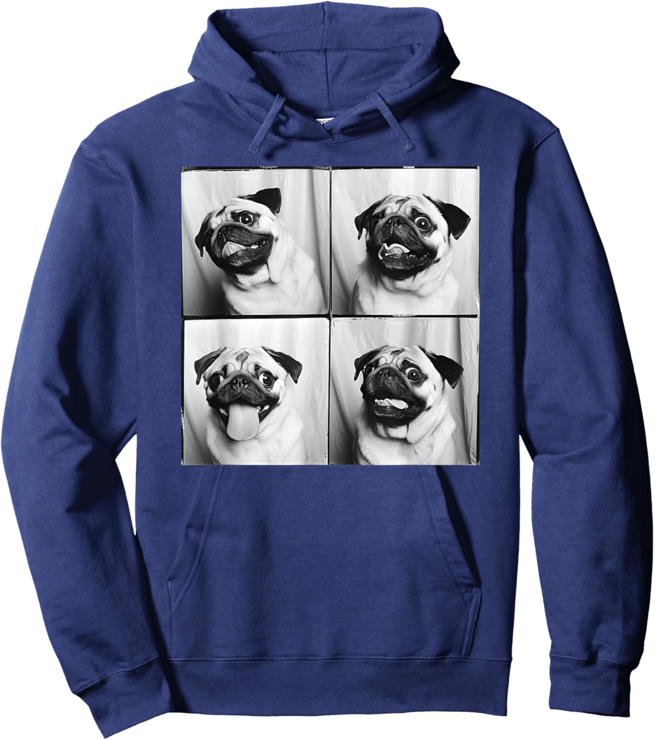 Cute Pug Face Pet Portrait Photobooth Fawn Pug Lover Hoodie - Hoodie | Navy