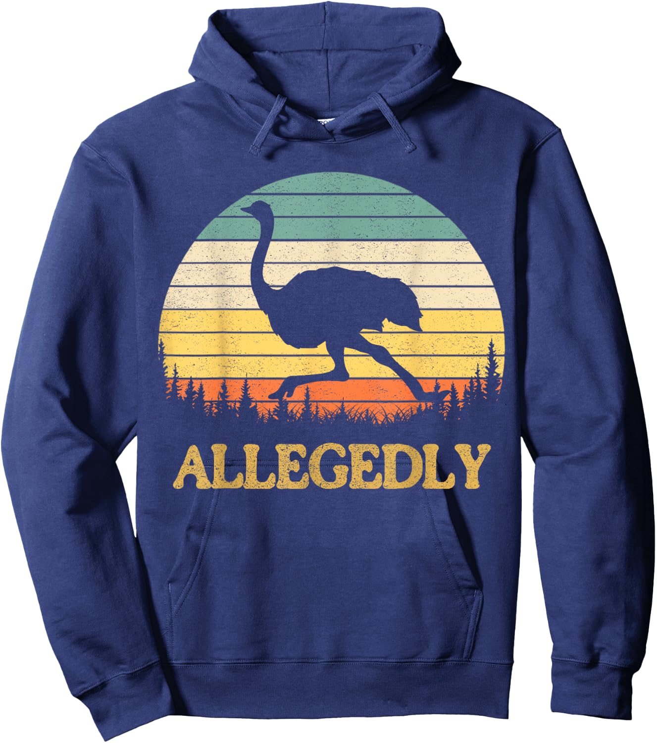 Allegedly Ostrich Retro Flightless Bird Lover Hoodie - Hoodie | Navy
