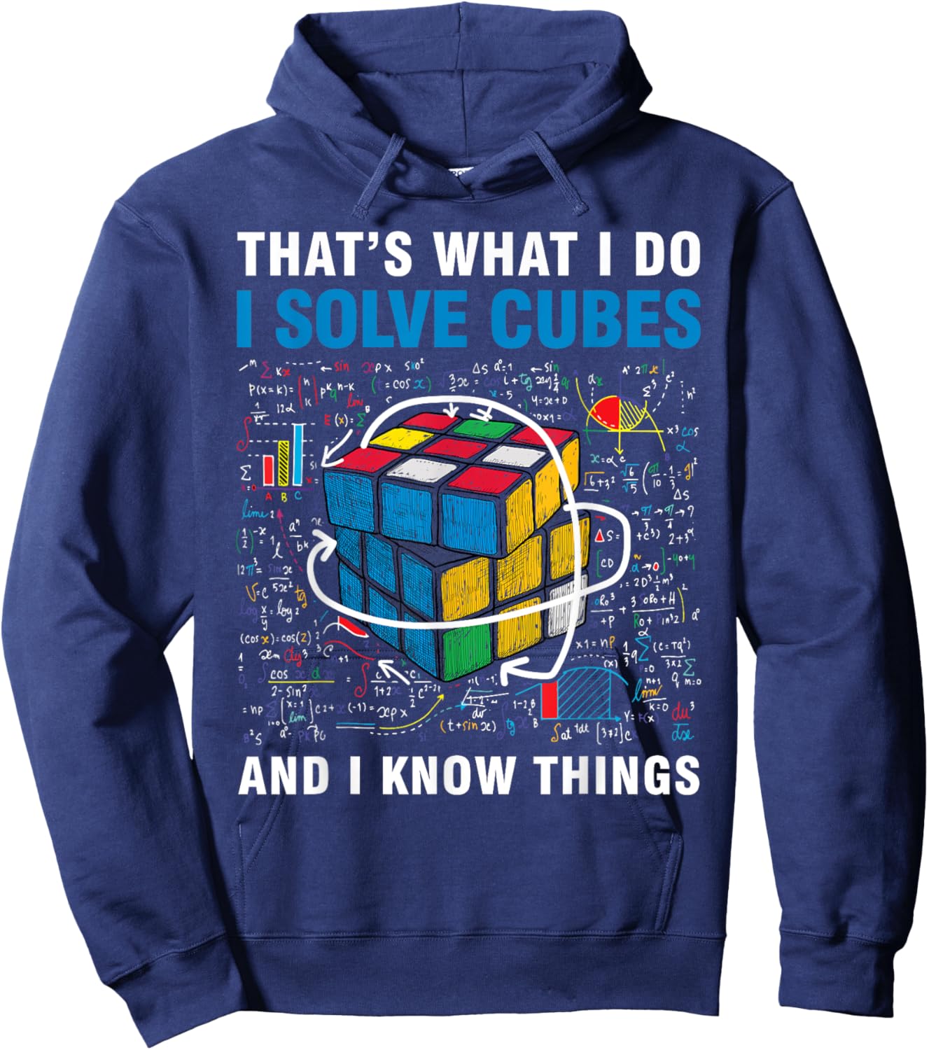 Competitive Puzzle I Solve Cubes and I Know Thing Cubing Hoodie - Hoodie | Navy