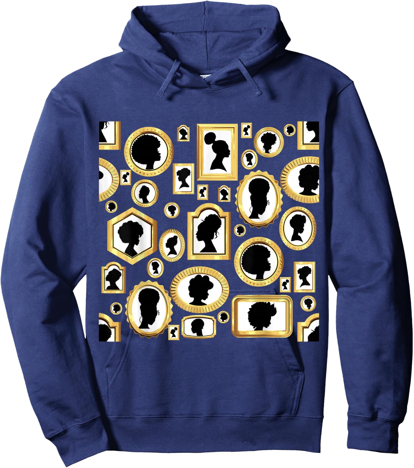 Black Beauty Vintage African Cameo Classic Elegant Woman Hoodie - Hoodie | Navy