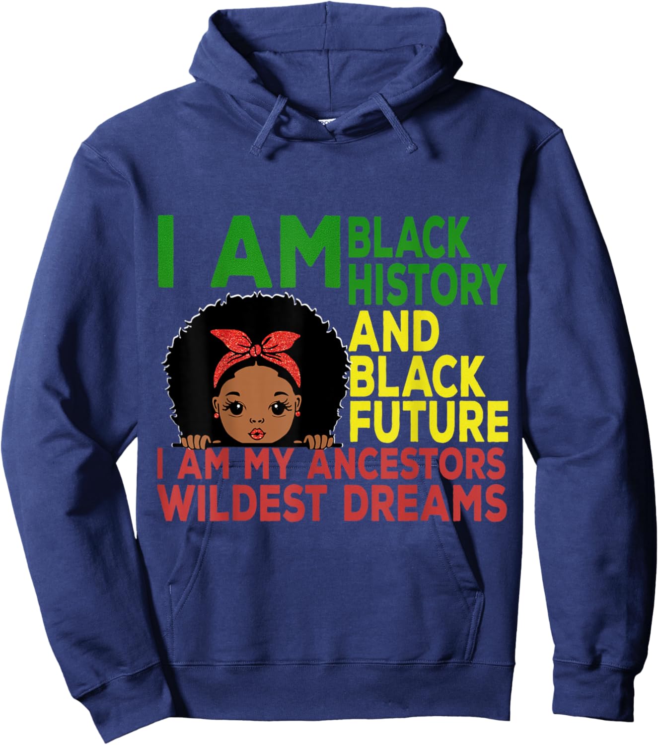 Remembering My Ancestors Celebrate Juneteenth Black Girl Kid Hoodie - Hoodie | Navy