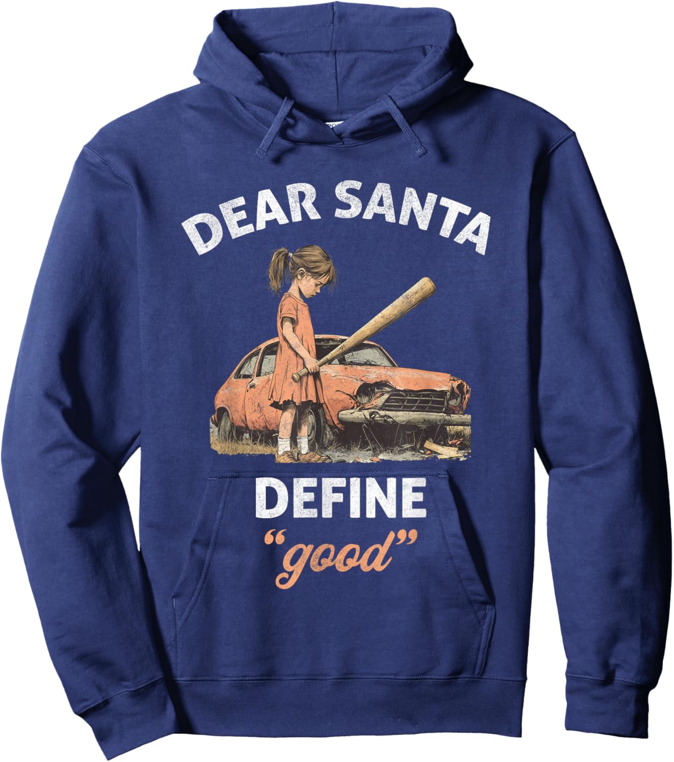 Retro Dear Santa Define Good Funny Christmas Sarcastic Women Hoodie - Hoodie | Navy