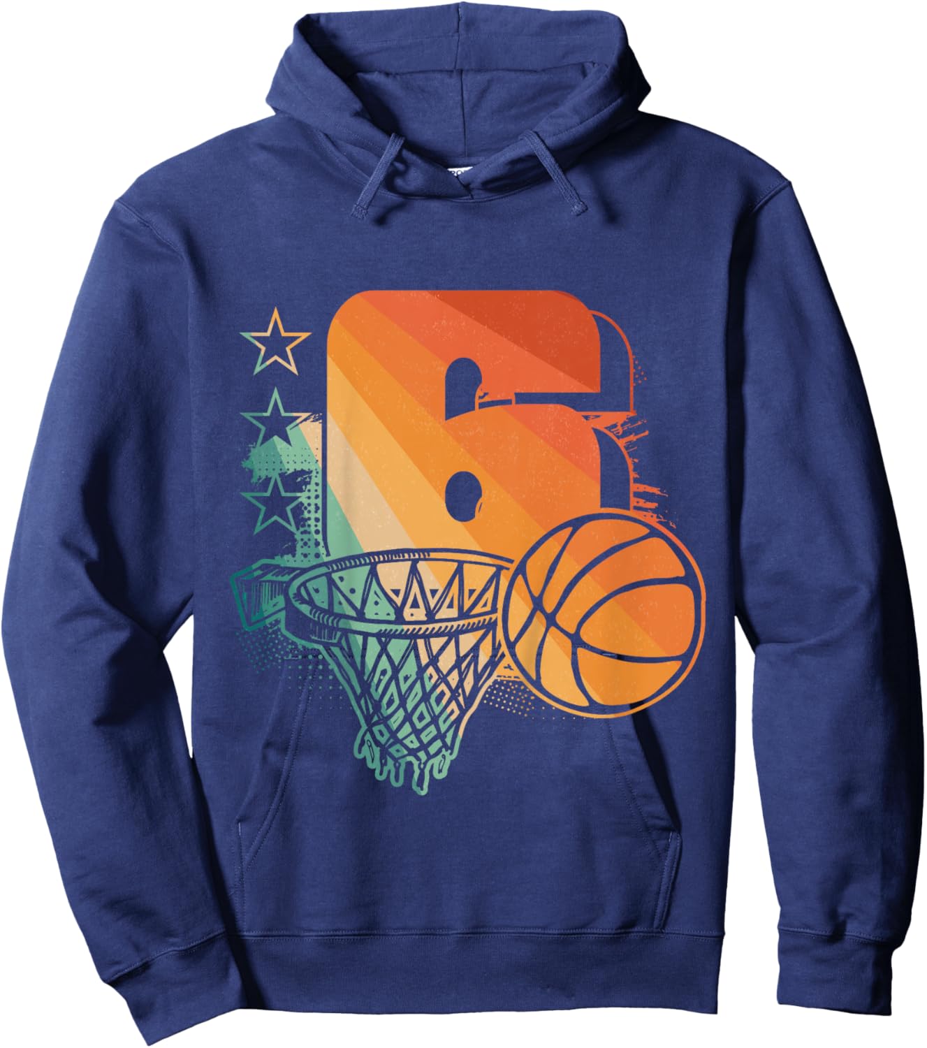 Kids 6th Birthday Boy Basketball Player Basketball 6 Years Old Hoodie - Hoodie | Navy