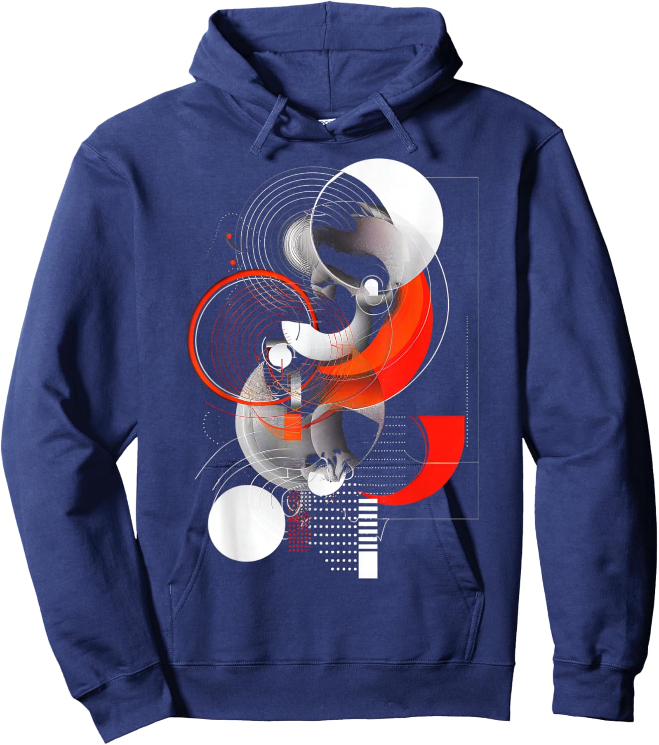 Abstract Red, Black and White Geometric Art Hoodie - Hoodie | Navy
