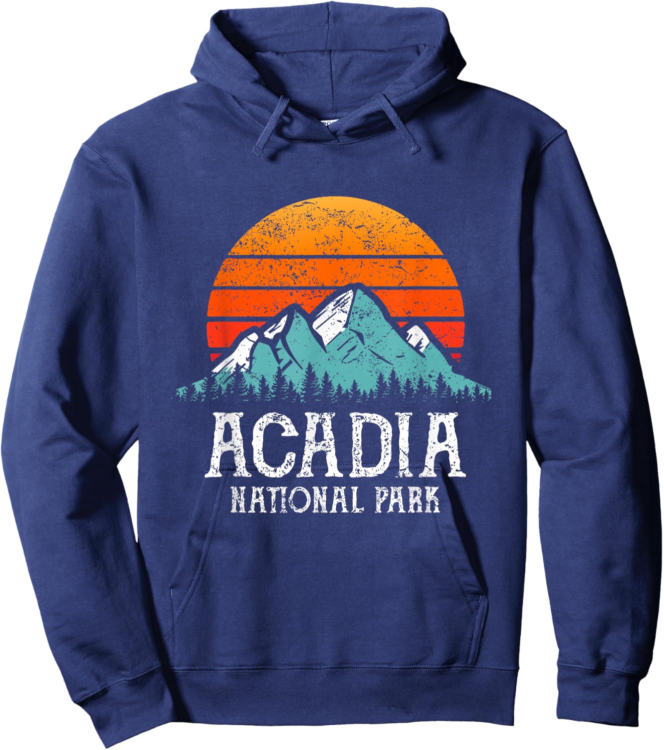 Acadia National Park Merchandise Retro Hiking Acadia Hoodie - Hoodie | Navy