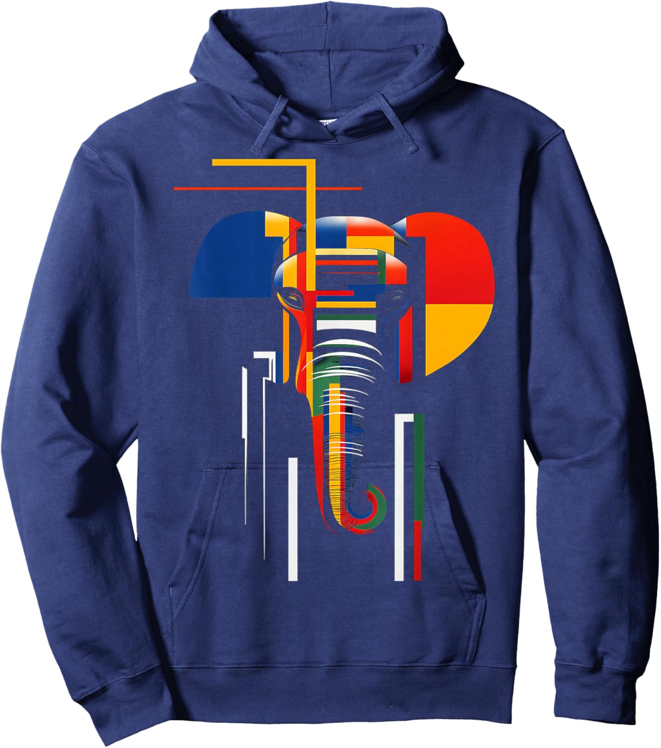 Elephant Abstract Animal Art Geometric Graphic Elephant Hoodie - Hoodie | Navy